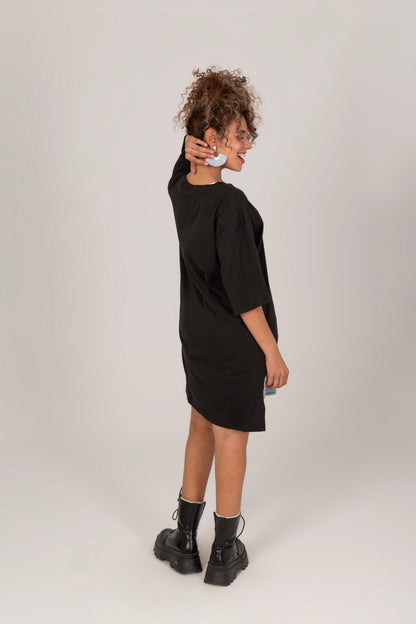 Cotton Oversized High Low Unfinished Edge Tee