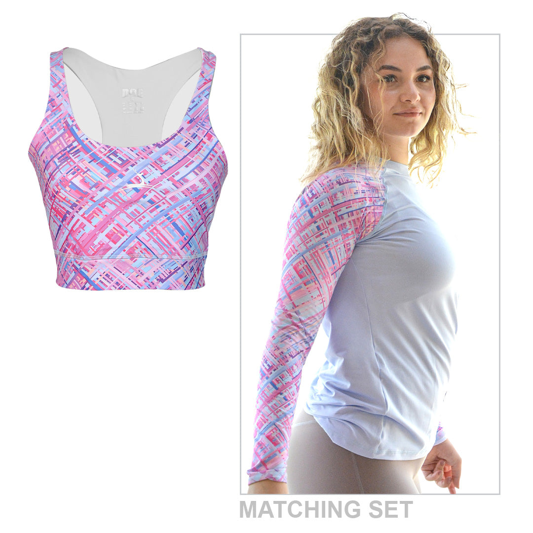 Poly-Spandex Printed 2-Piece Sports Set – Multicolor