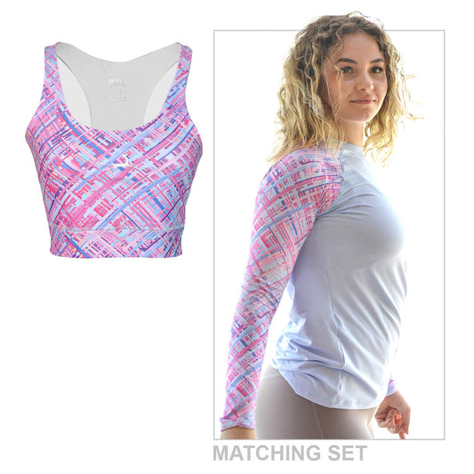 Poly-Spandex Printed 2-Piece Sports Set – Multicolor