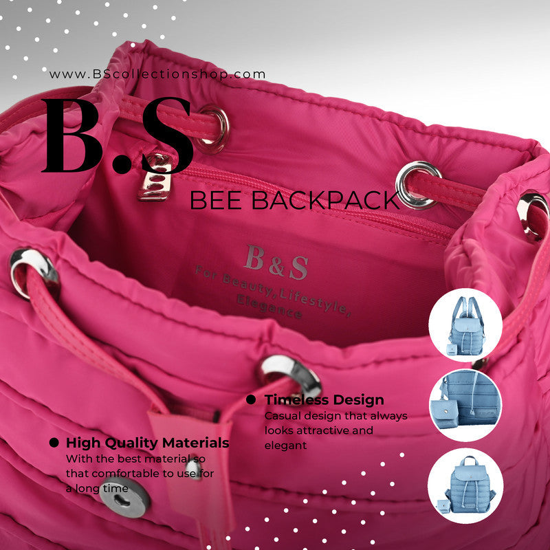 Bee Waterproof Two Toned Backpack - Pink