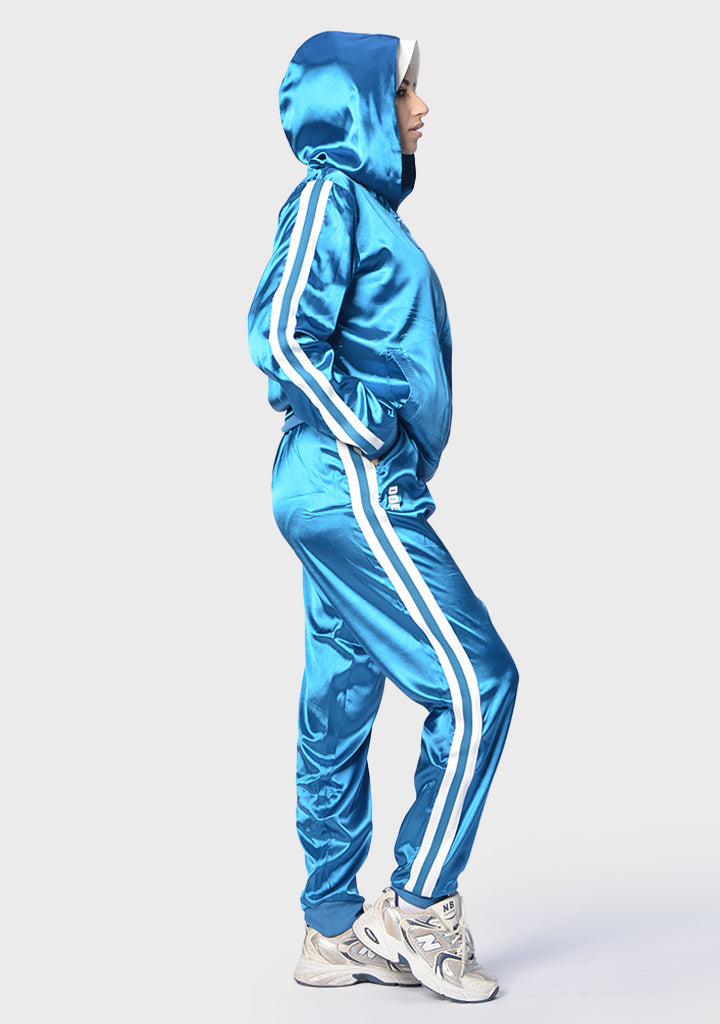 Satin Striped 2-Piece Sports Set – Black