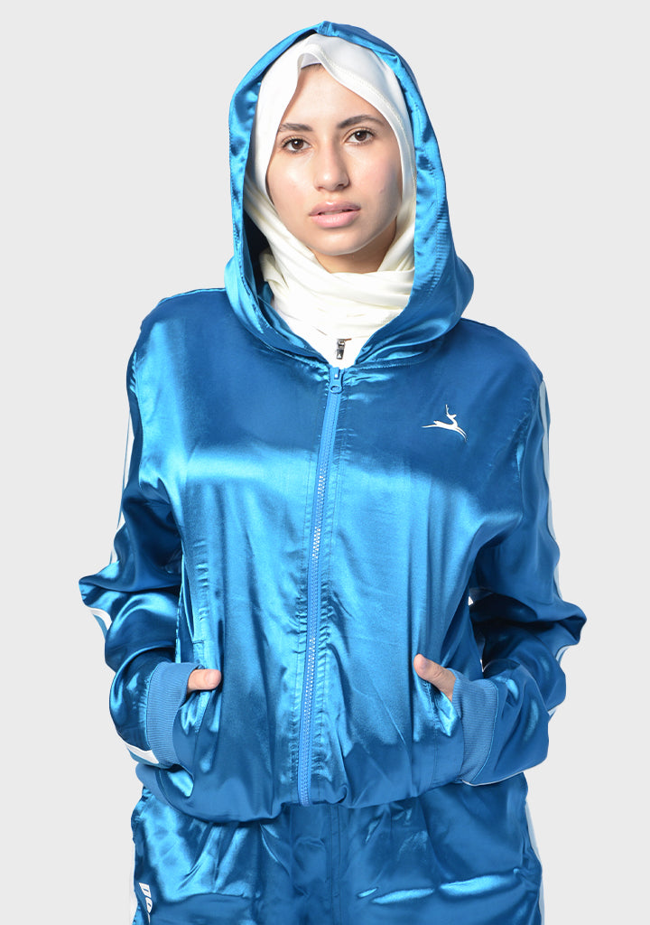 Satin Striped 2-Piece Sports Set – Black