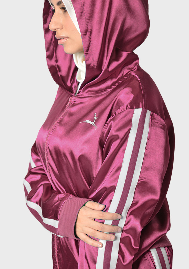 Satin Striped 2-Piece Sports Set – Black