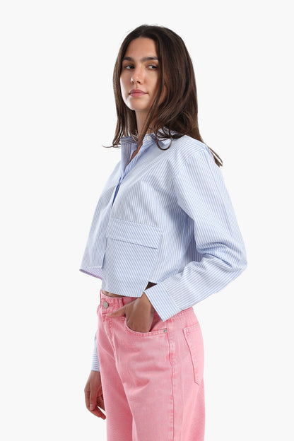 Cropped Hidden Placket Shirt