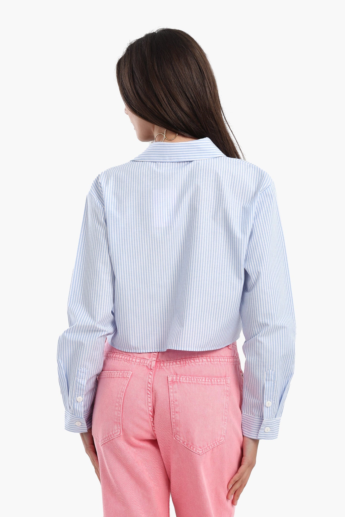 Cropped Hidden Placket Shirt
