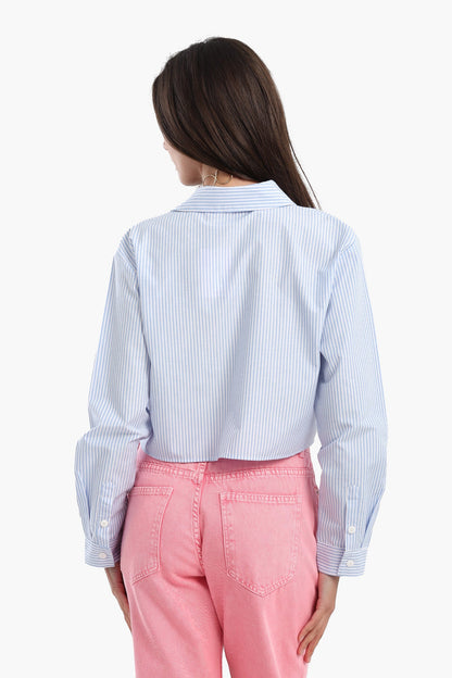 Cropped Hidden Placket Shirt