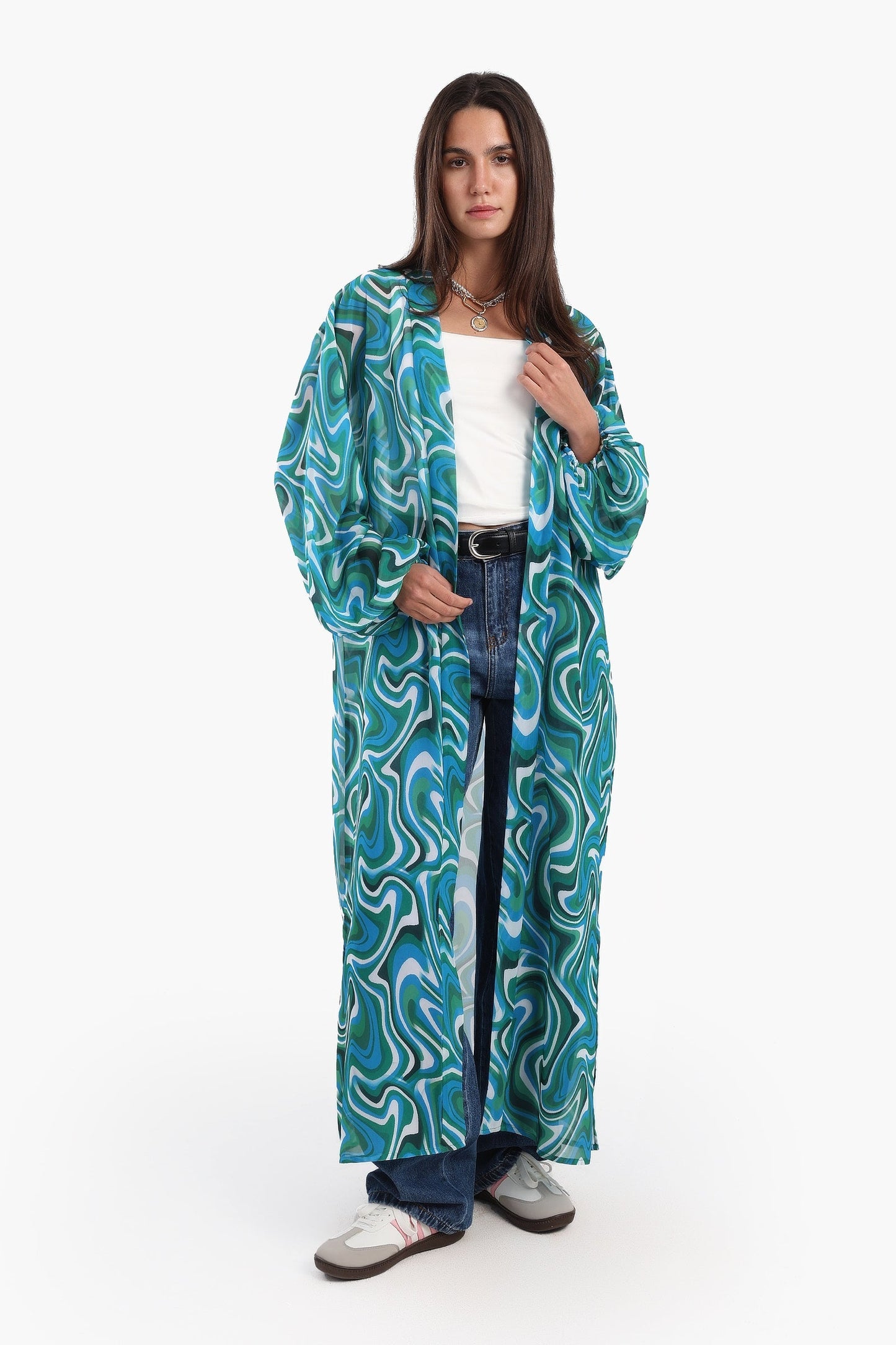Colored Midi Length Kimono