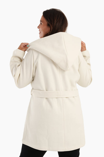 Hooded Wool Blend Coat - Off White
