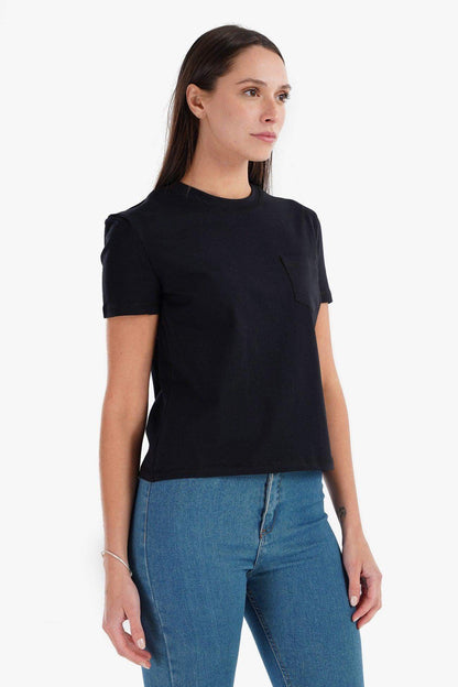 Cotton T-Shirt with Chest Pocket - Carina - ÙƒØ§Ø±ÙŠÙ†Ø§