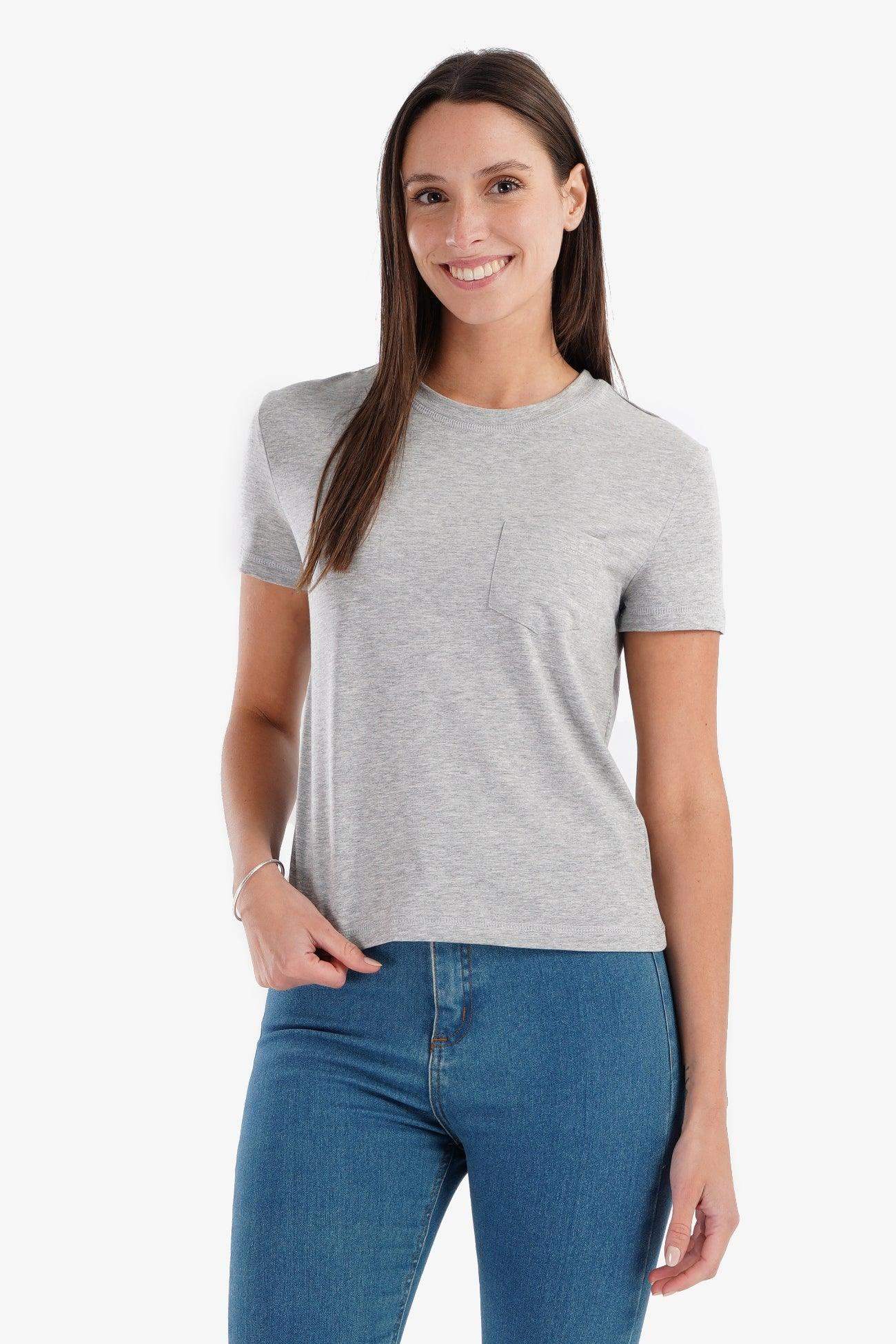 Cotton T-Shirt with Chest Pocket - Carina - ÙƒØ§Ø±ÙŠÙ†Ø§