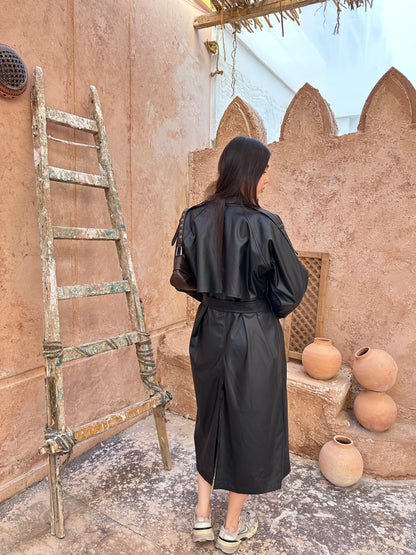 Leather Posh Trench - Black