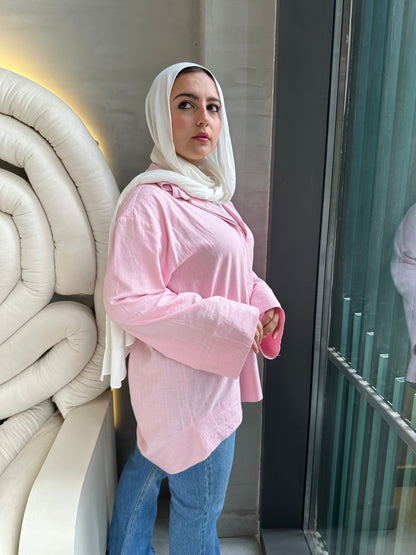 Linen Plain Shirt – Baby Pink