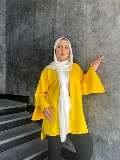 Linen Plain Kimono – Golden Yellow
