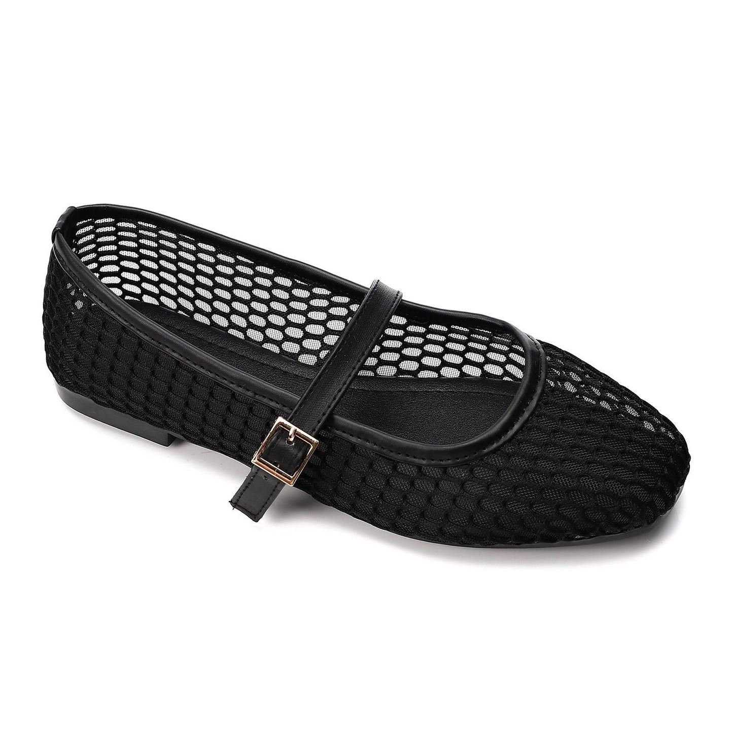 Mesh Mary Jane Flats - Black