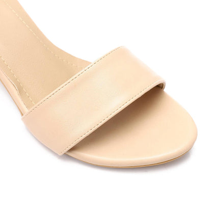 Faux leather Ankle Strap Sandal - Beige