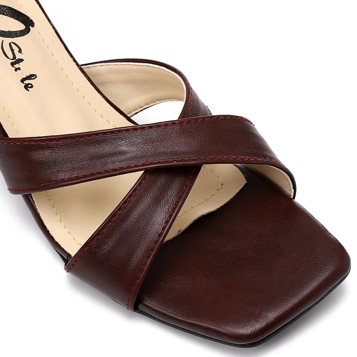 Faux Leather Cross Thong Sandal