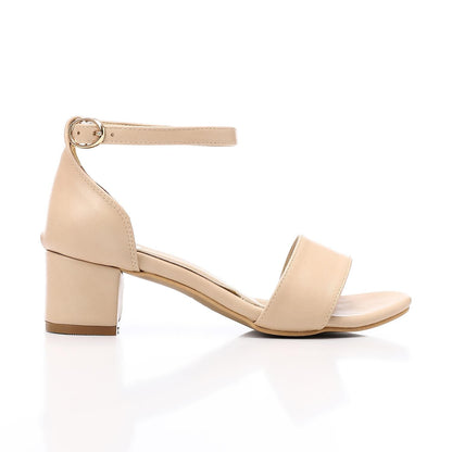 Faux leather Ankle Strap Sandal - Beige