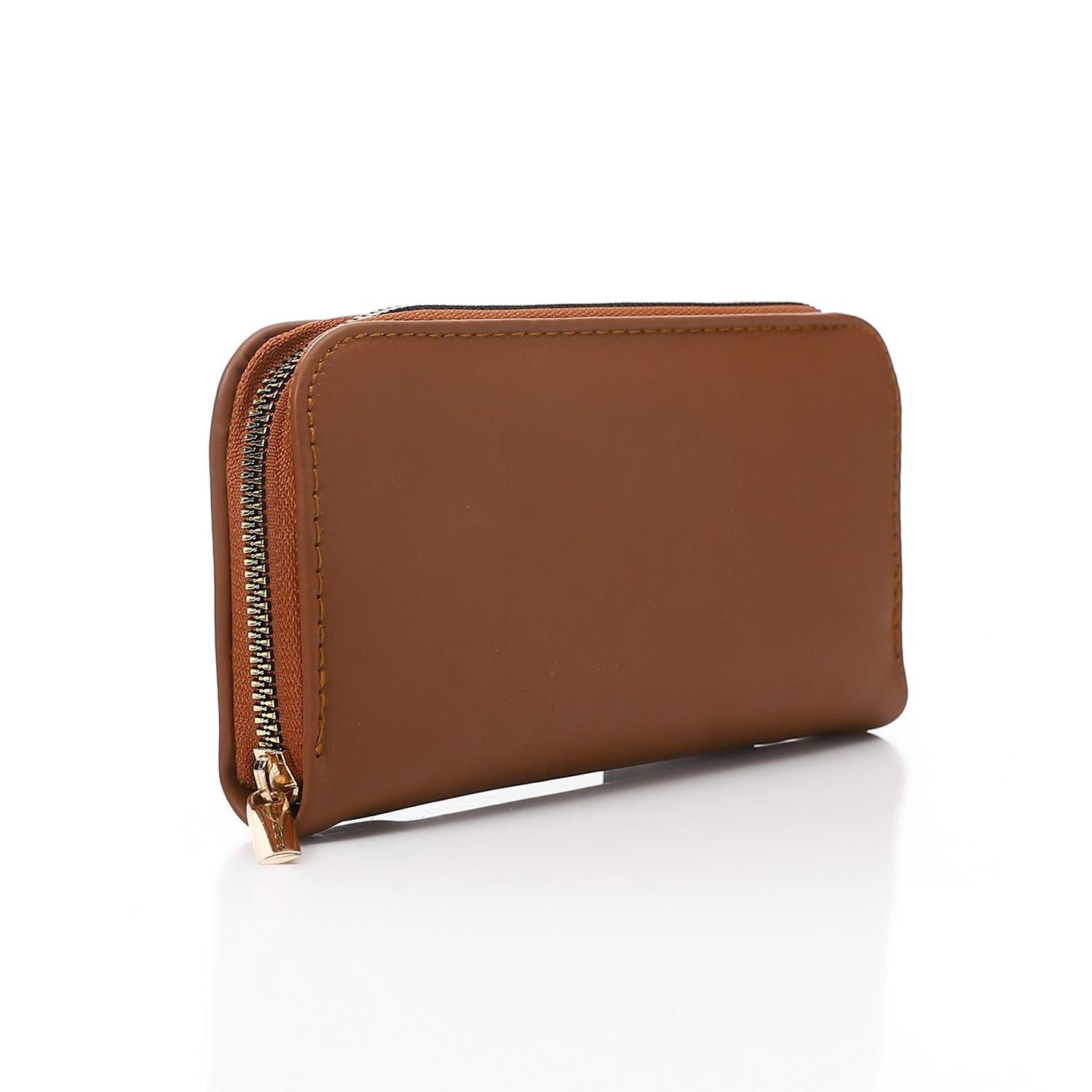 Synthetic Leather Zipped Wallet - Coffee