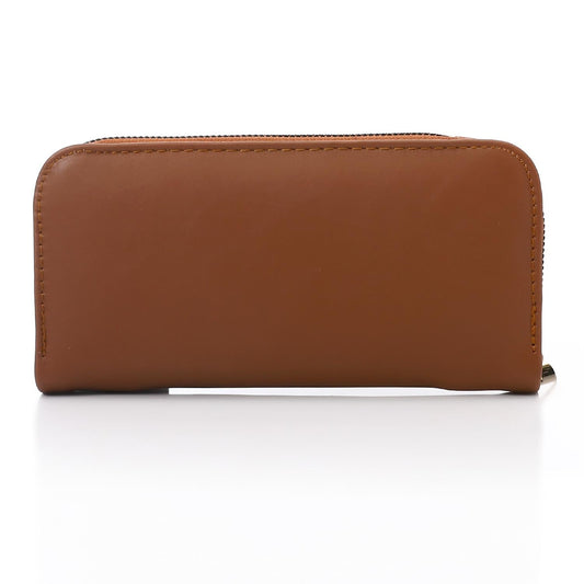 Synthetic Leather Zipped Wallet - Coffee