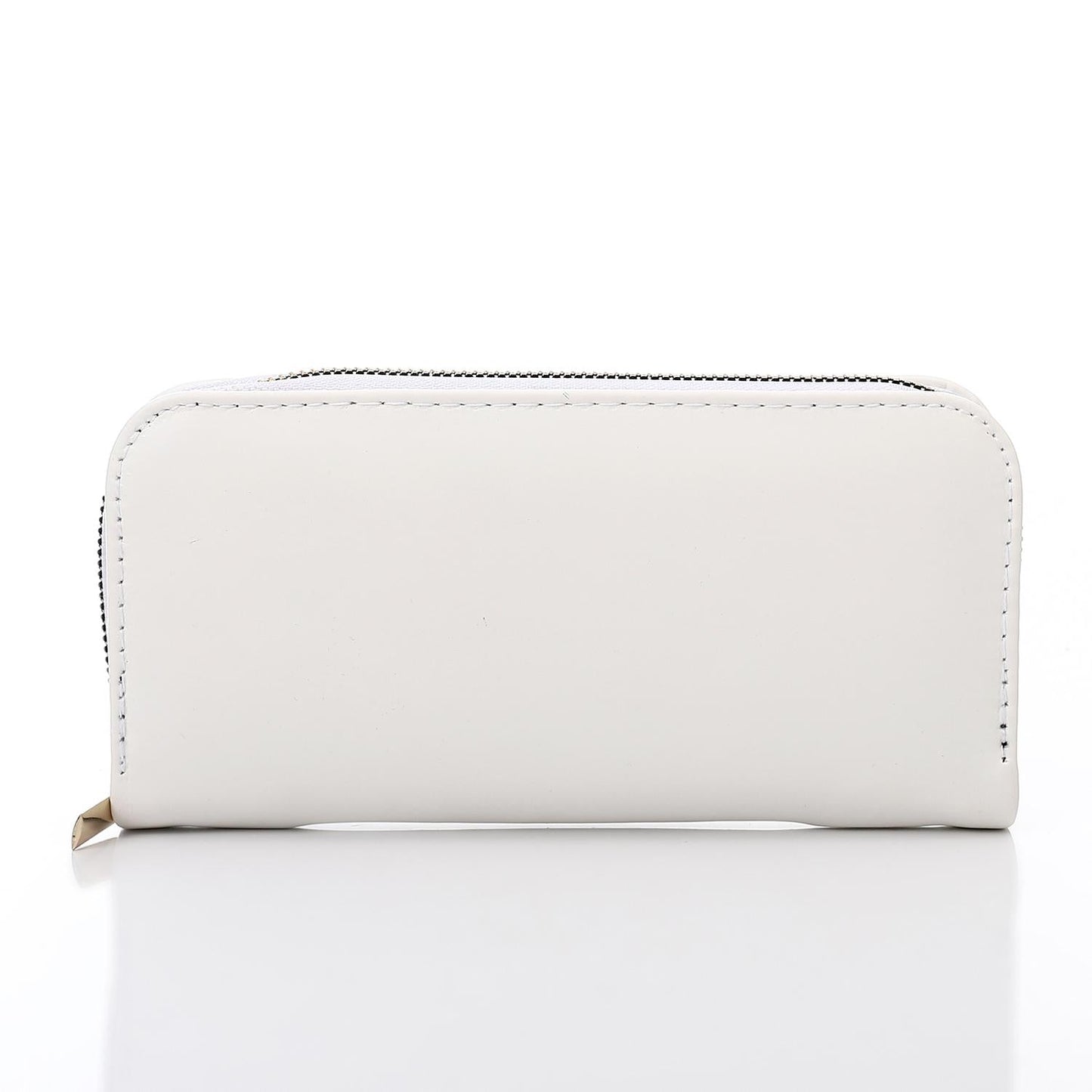 Synthetic Leather Zipped Wallet - White