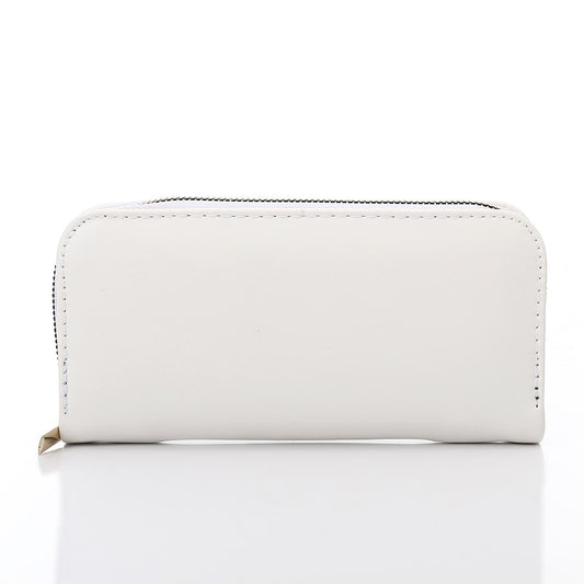 Synthetic Leather Zipped Wallet - White