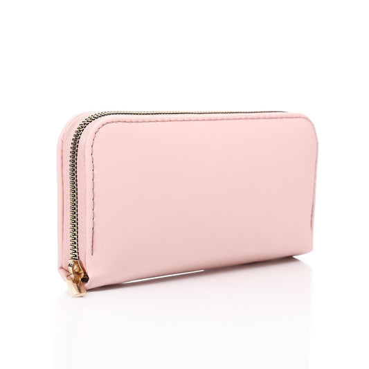 Synthetic Leather Zipped Wallet - Rose