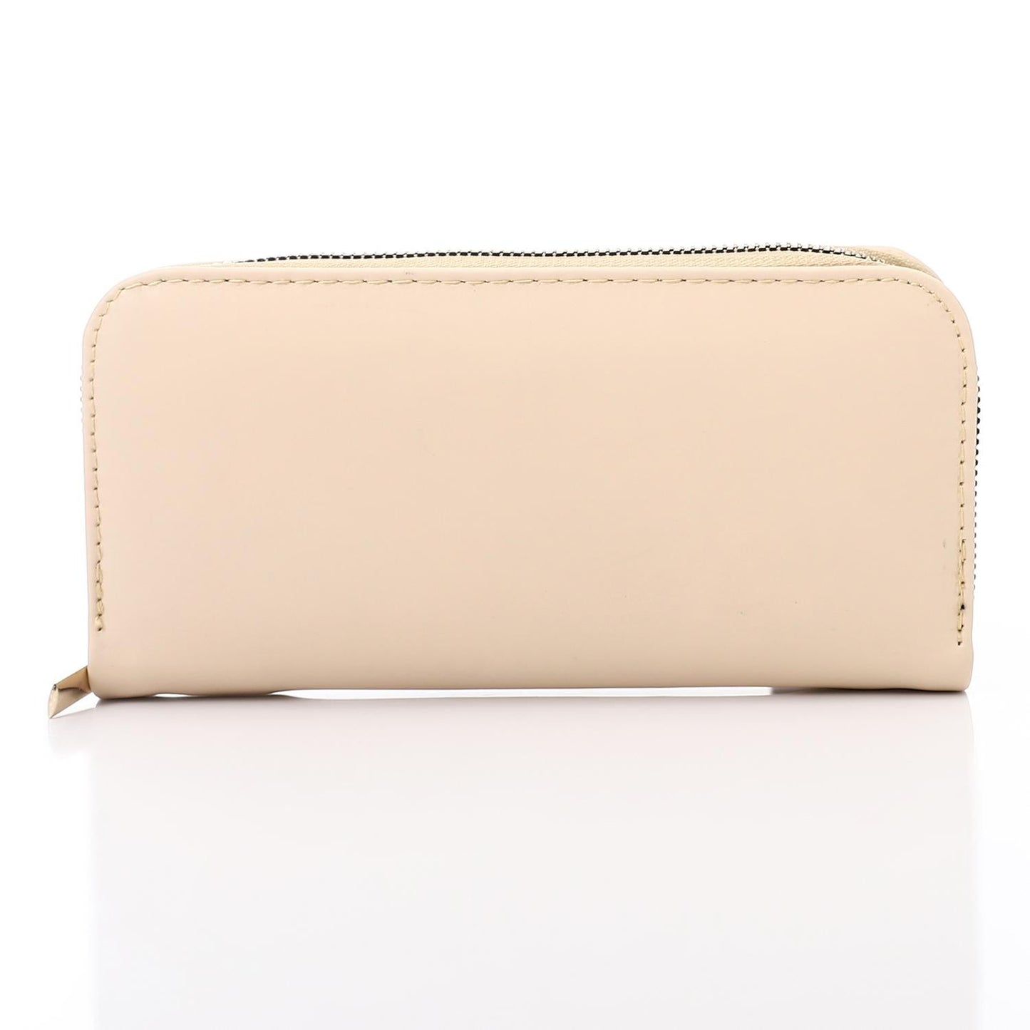 Synthetic Leather Zipped Wallet - Beige