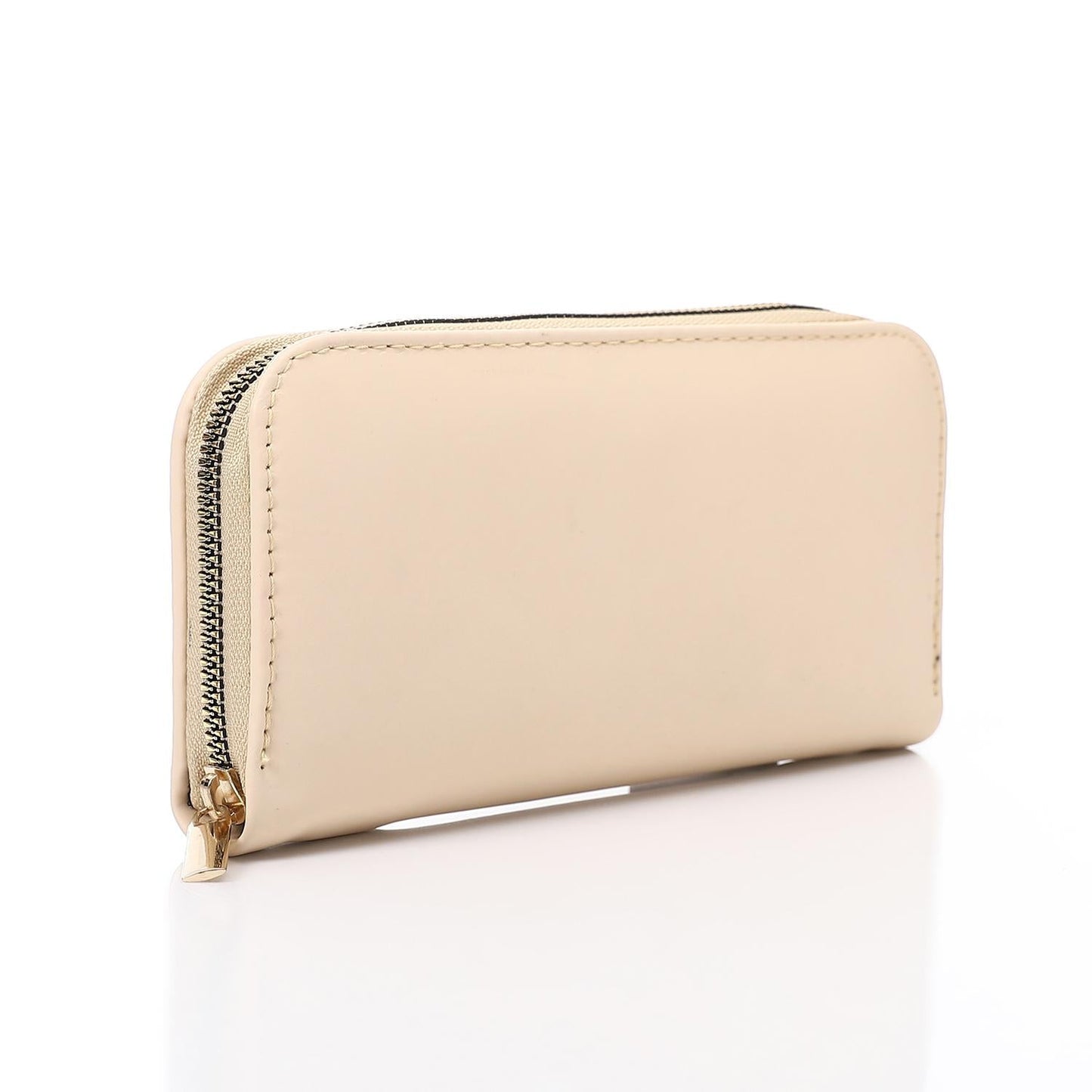 Synthetic Leather Zipped Wallet - Beige