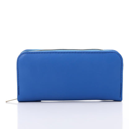 Synthetic Leather Zipped Wallet - Navy