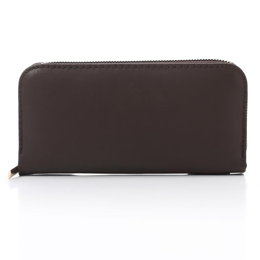 Synthetic Leather Zipped Wallet - Brown