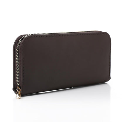 Synthetic Leather Zipped Wallet - Brown