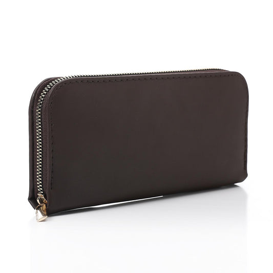 Synthetic Leather Zipped Wallet - Brown