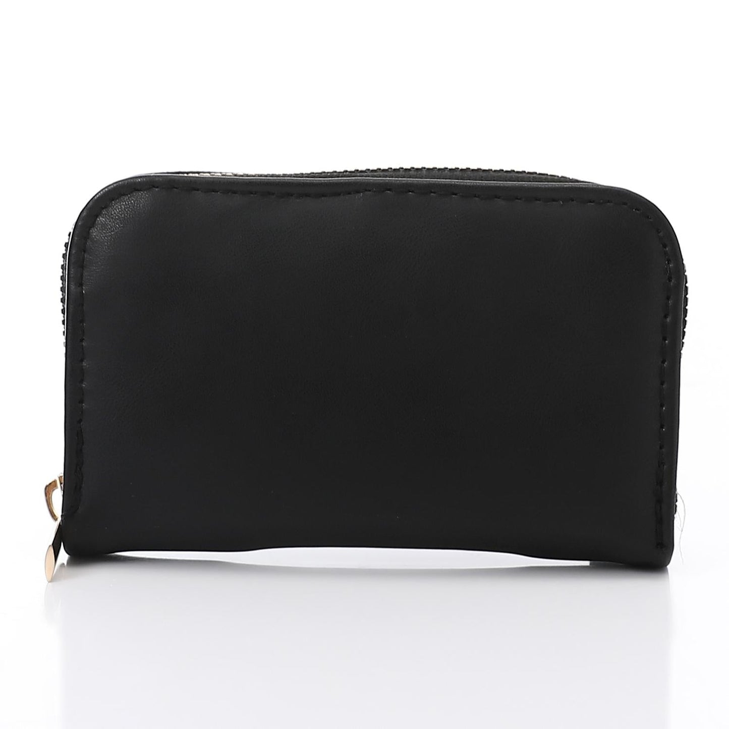Synthetic Leather Zipped Wallet - Black
