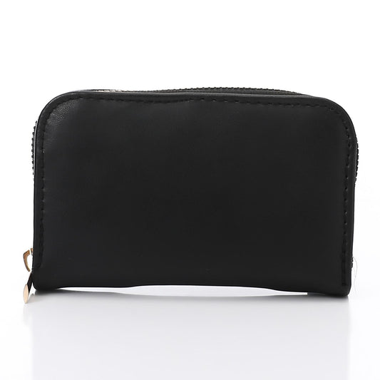 Synthetic Leather Zipped Wallet - Black
