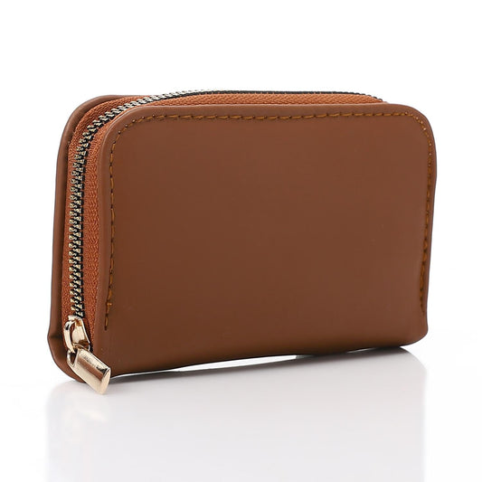Synthetic Leather Zipped Wallet - Coffee
