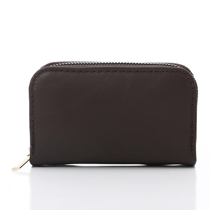 Synthetic Leather Zipped Wallet - Dark Brown