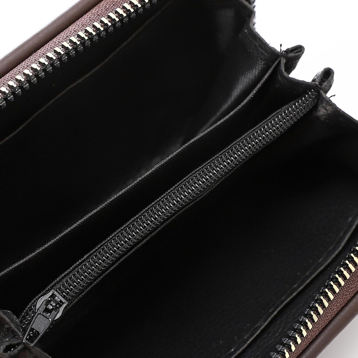 Synthetic Leather Zipped Wallet - Dark Brown