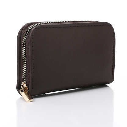 Synthetic Leather Zipped Wallet - Dark Brown