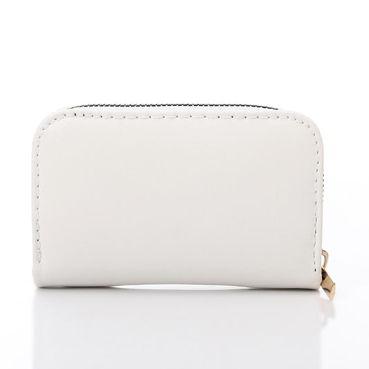 Synthetic Leather Zipped Wallet - White