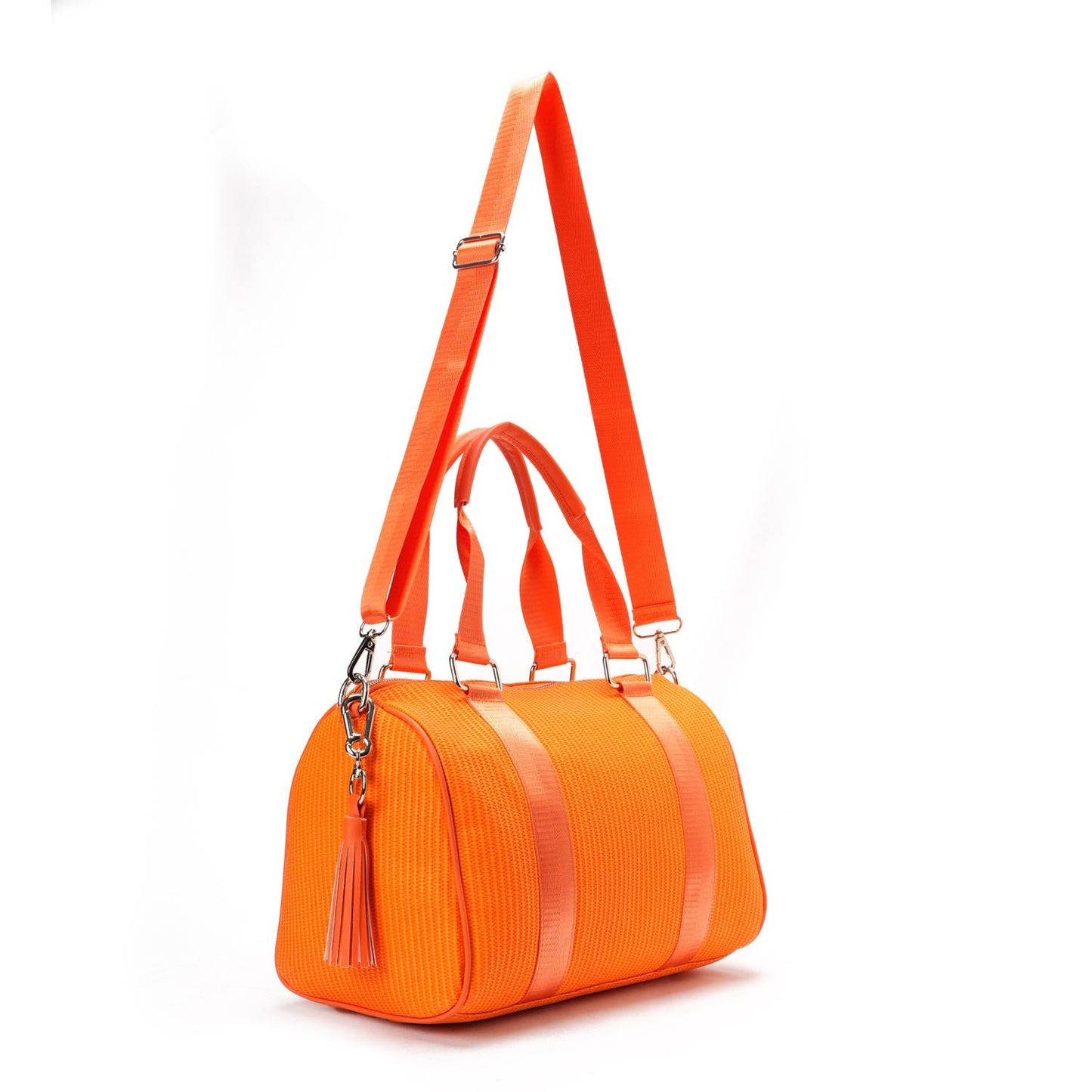 Synthetic Duffel Shoulder Bag - Orange