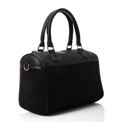 Faux Leather Suede Hand Bag - Black
