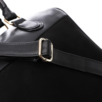 Faux Leather Suede Hand Bag - Black