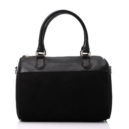 Faux Leather Suede Hand Bag - Black