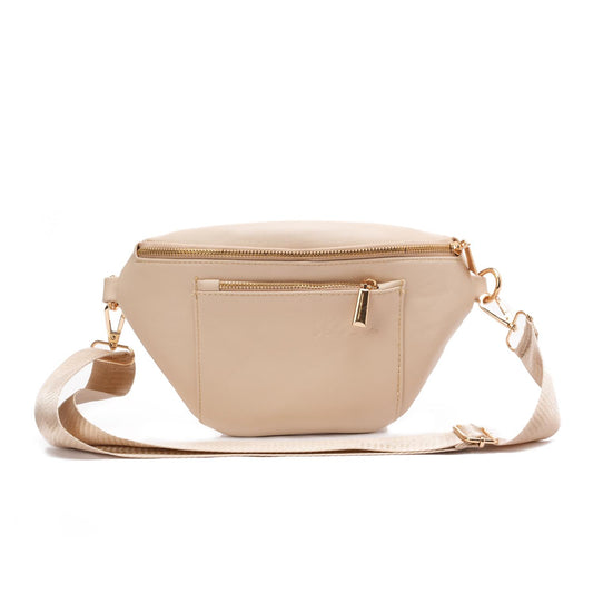 Faux Leather Fanny Bag - Beige