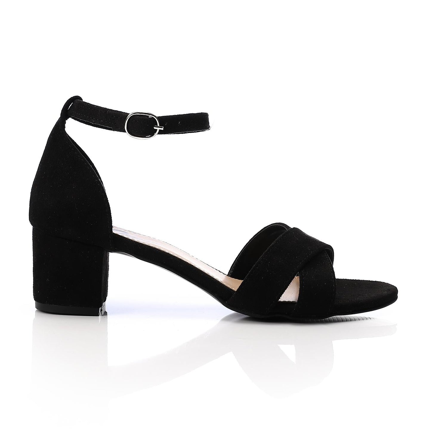 Suede Ankle Strap D'Orsay Pump - Black