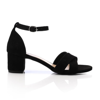 Suede Ankle Strap D'Orsay Pump - Black