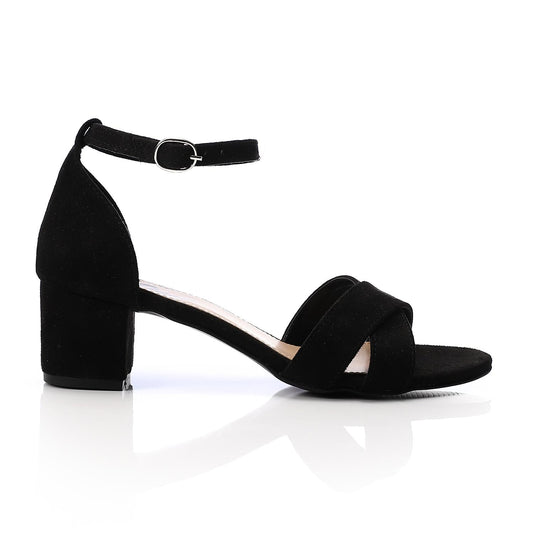 Suede Ankle Strap D'Orsay Pump - Black