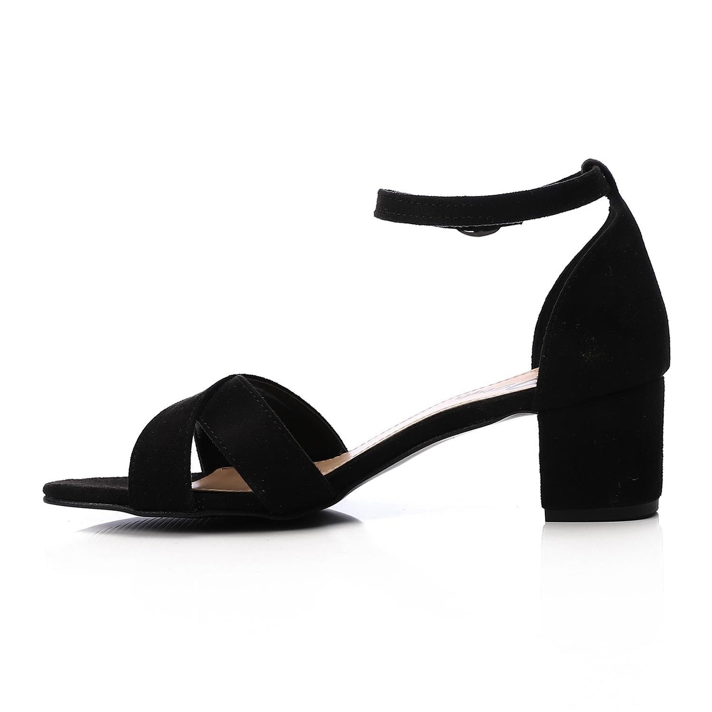 Suede Ankle Strap D'Orsay Pump - Black