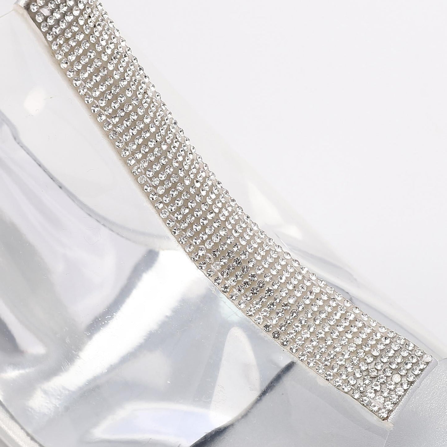 PVC Diamante Pointed-Toe Kitten Heel Mule