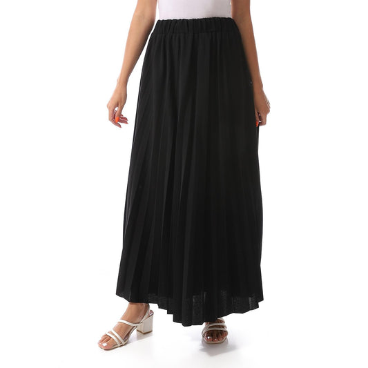 Crepe Solid Maxi Skirt - Black